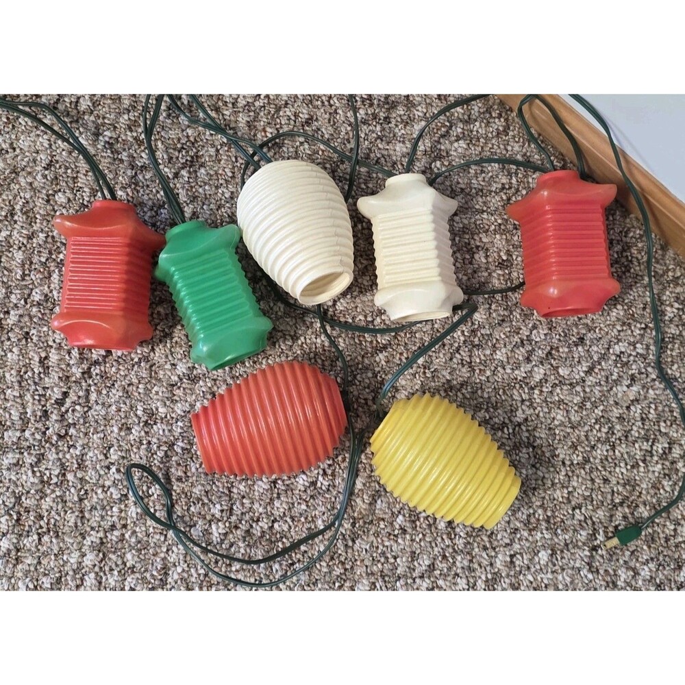 Mikado 7 Parti-Lite Lantern Blow Mold Light String Indoor Outdoor 15' Vtg Patio